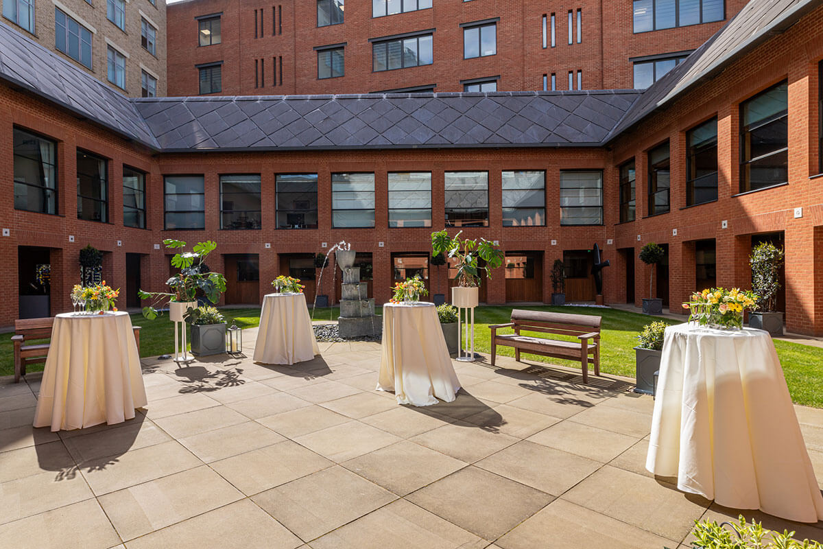The Haberdashers' Hall courtyard with event catering