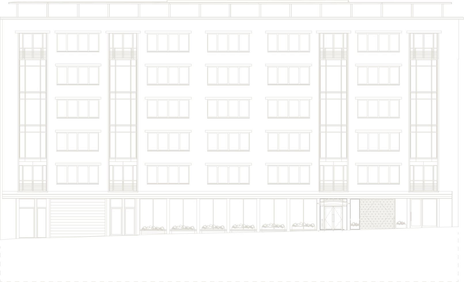 25 Hosier building elevation showing floor levels