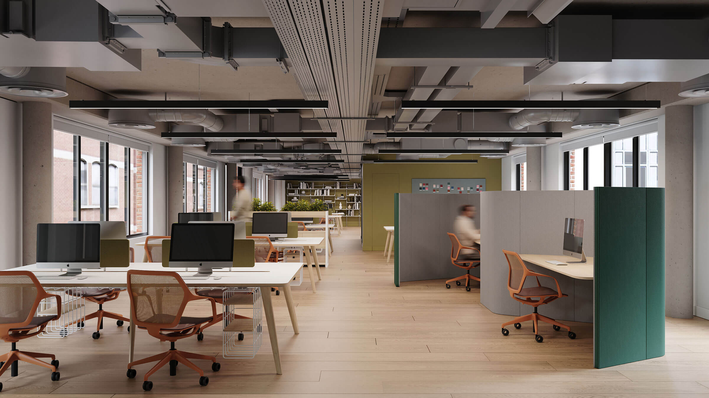 Modern open-plan office interior at 25 Hosier